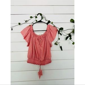 Altar’d State Pink Boho Top With Tassels